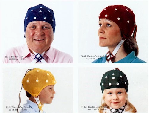 ตัวอย่างขนาด EEG Electro-Cap สำหรับผู้ใหญ่และเด็ก