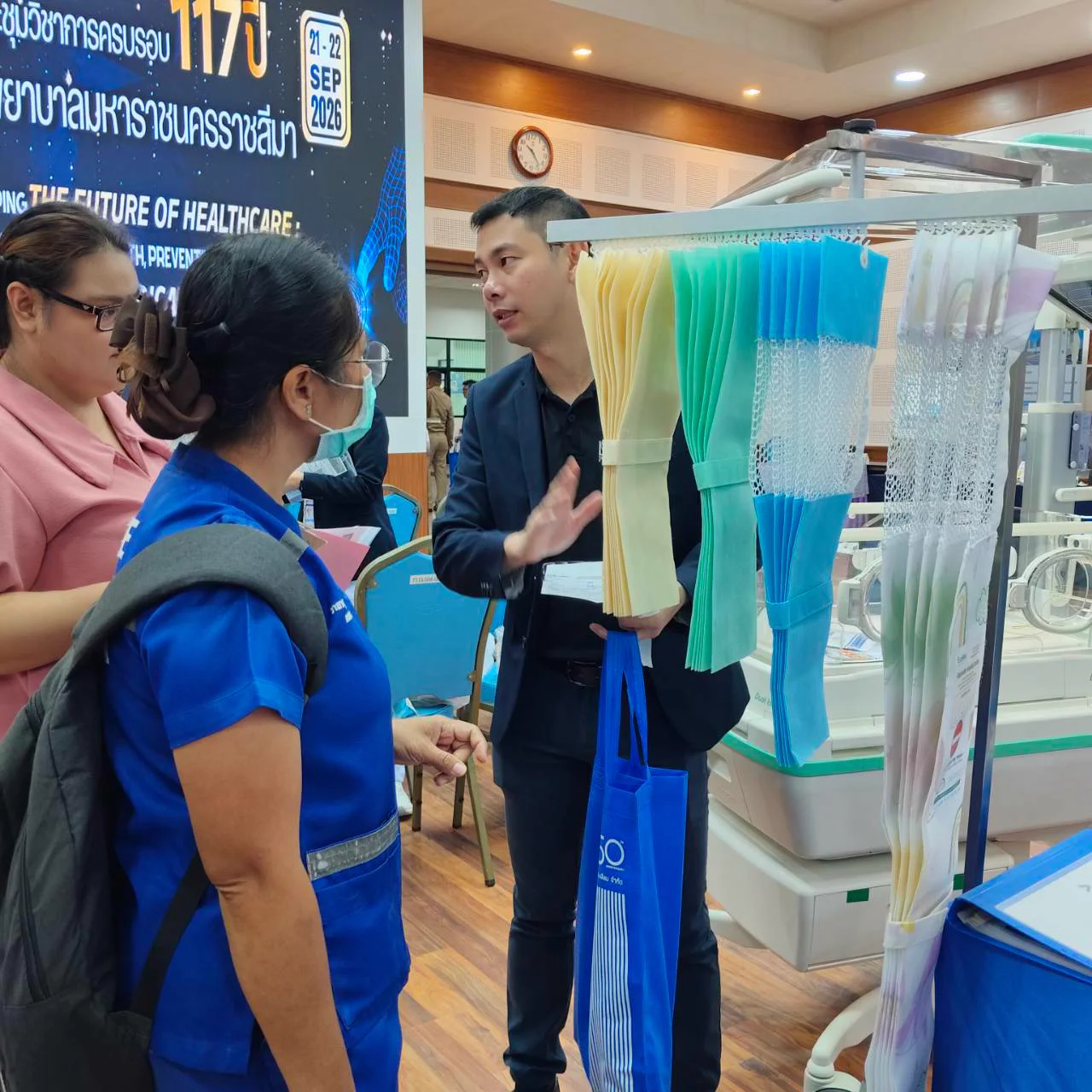 Introducing EcoMed curtains to attendees